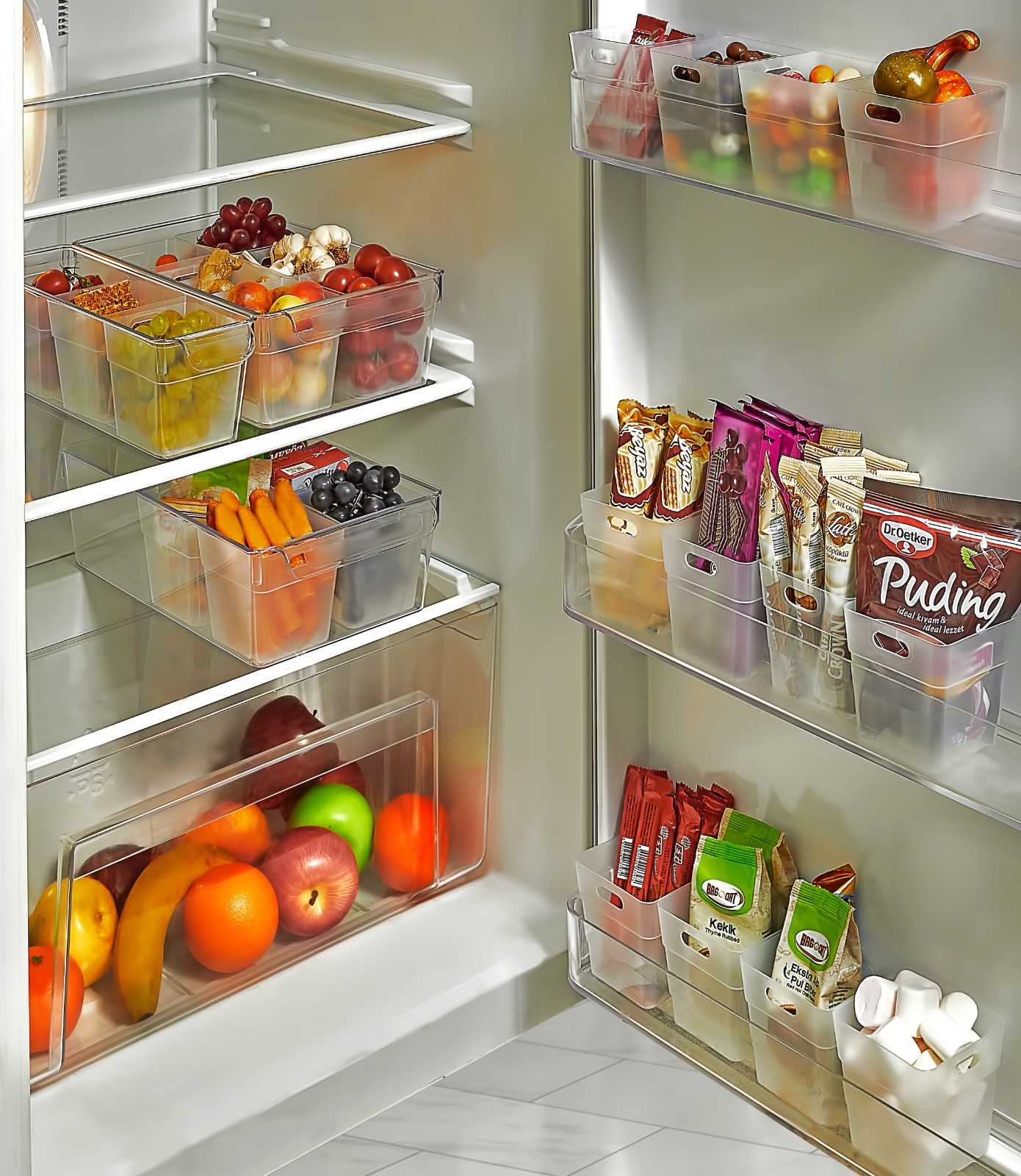 6 lı Buzdolabı İçi Mini Düzenleyici Kutu Organizer - Buzdolabı Kapak Düzenleyici - Görsel 2