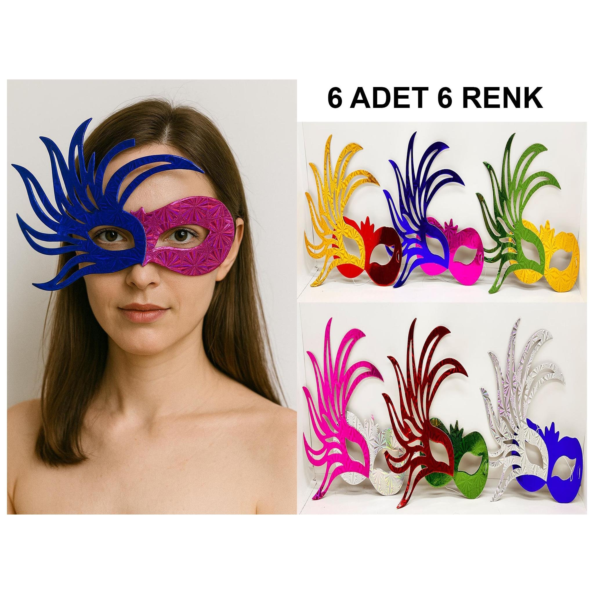 6’lı Çift Renkli Venedik Karton Parti si Seti - Görsel 3