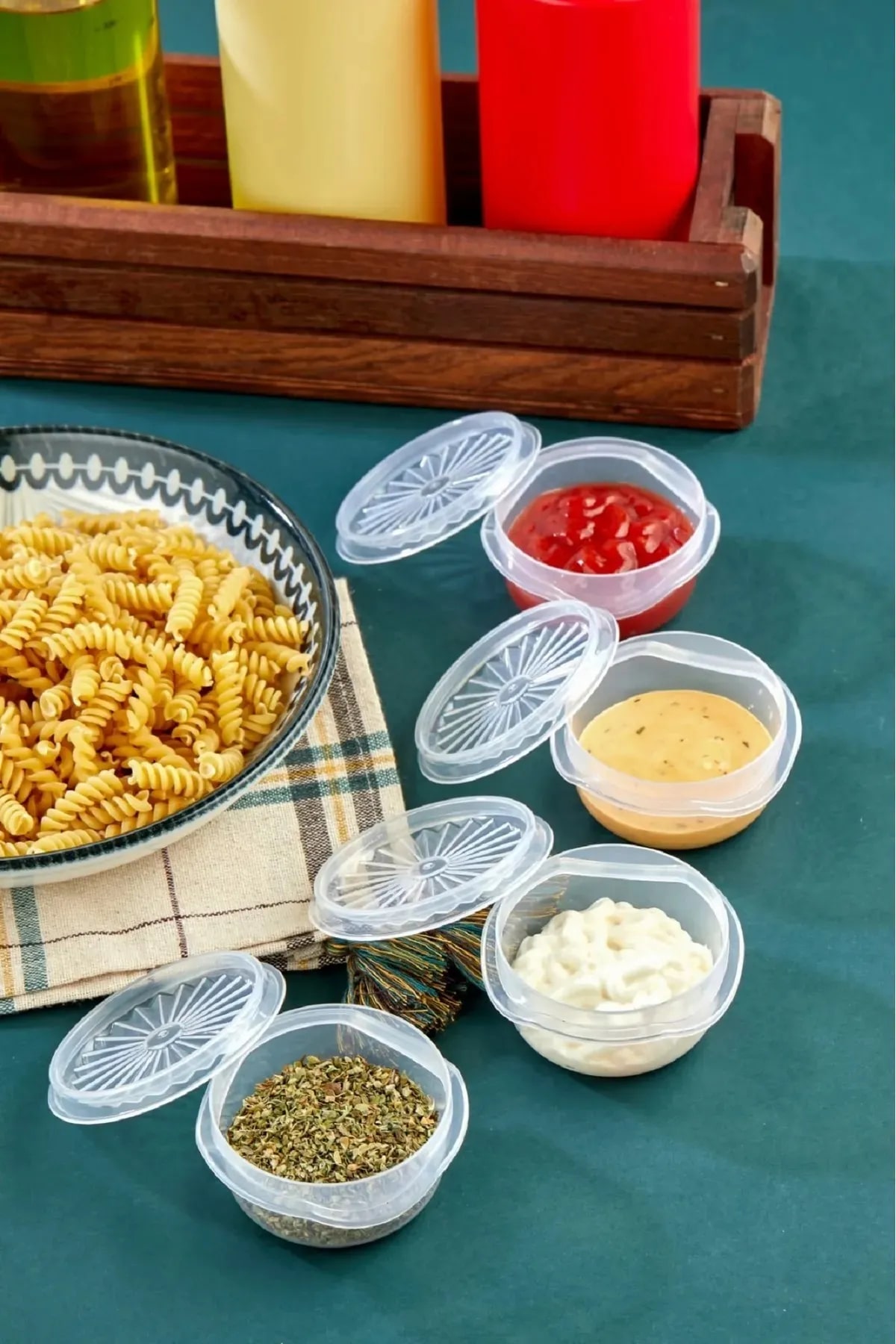 6 lı Yelpaze Kapaklı Şeffaf Mini Sosluk- Ketçap Mayonez Kabı- Yanı Şeker luk - Görsel 3