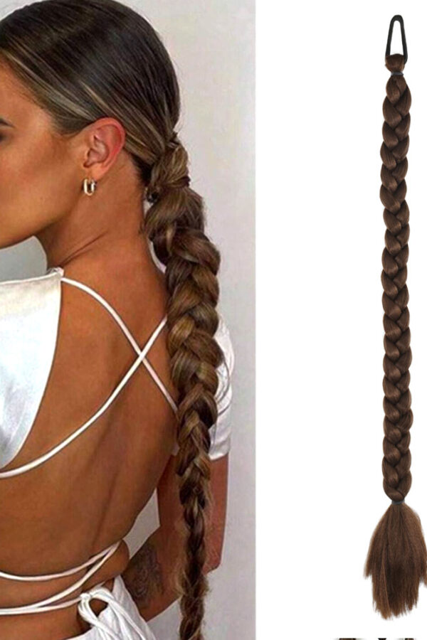 İkili Örgü Lastik Tokalı At Kuyruğu / Açık