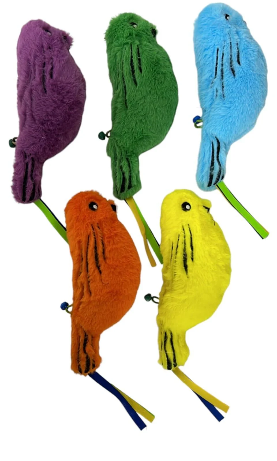 Catnipli Zilli Peluş Kuş Kedi Köpek Oyuncağı Çeşitli Renklerde 8 cm x 30 cm - Görsel 2