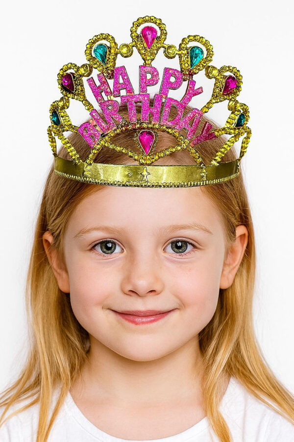 Altın Renk Happy Birthday Yazılı Doğum Günü Tacı 60 cm