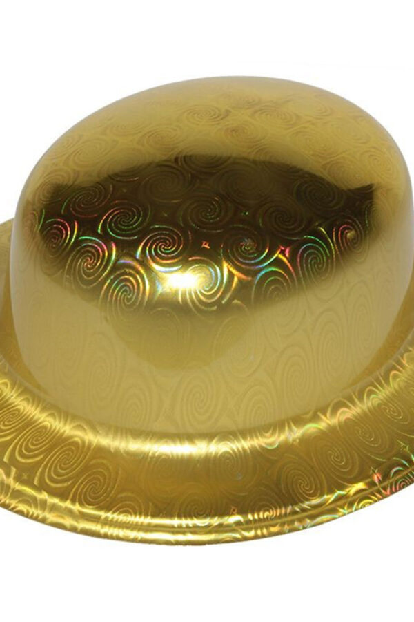 Altın Renk Hologramlı Plastik Yuvarlak Melon 27x24 cm