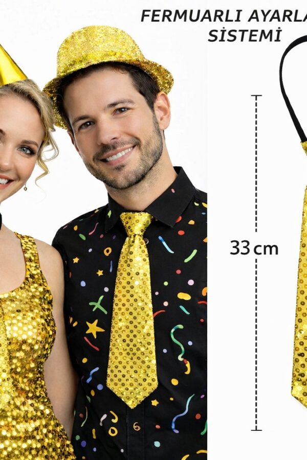 Altın Renk Pul Payetli Işıltılı Parti Kratı 33 cm