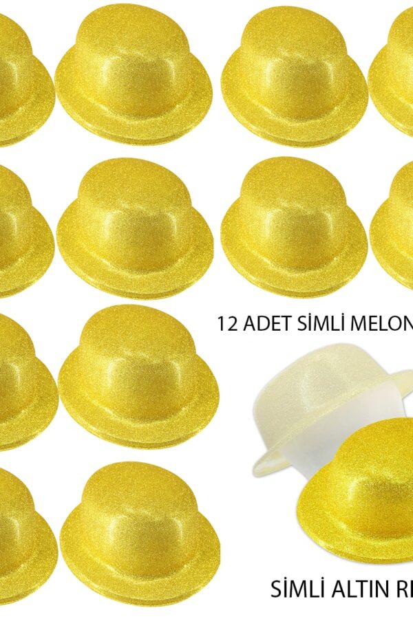 Altın Renk Simli Melon Yuvarlak Parti sı 12 Adet