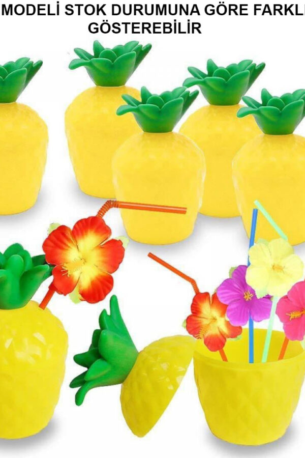 Ananas Hawaii Luau ha Pipetli İçecek Kabı Bardak 10x13 cm 1 Adet