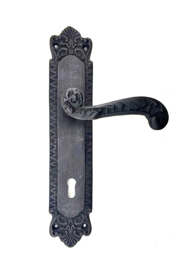 Antika Tarz Dekoratif Pirinç Sultan Yale Kapı Kolu - 270x54mm, Oksit