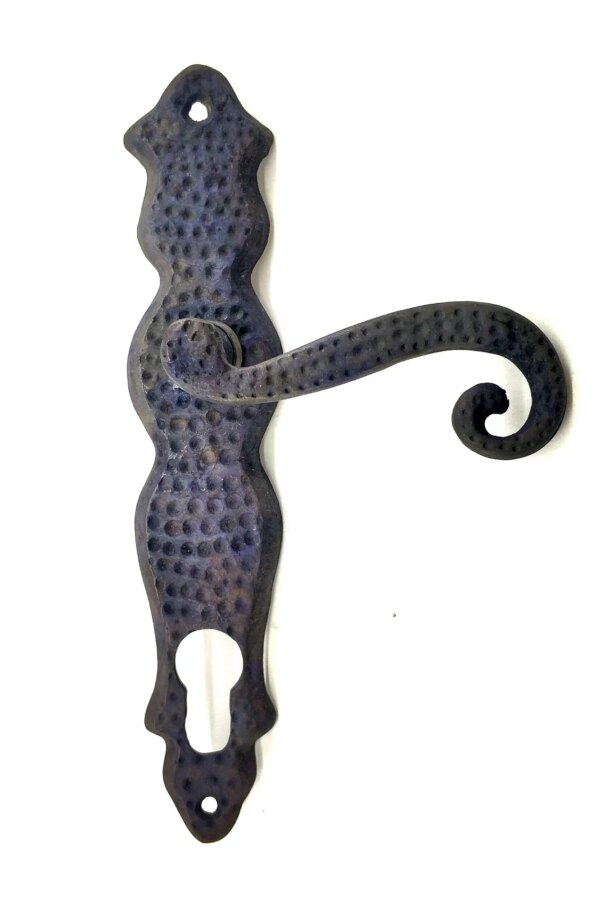 Antika Tarz Dekoratif Pirinç Ferforje Oda Kapı Kolu - 210x43 mm, Oksit