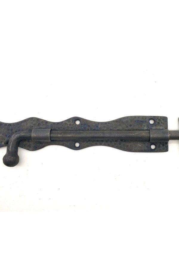 Antika Tarz Dekoratif Pirinç Dövme Kapı Sürgüsü - 25cm, Oksit