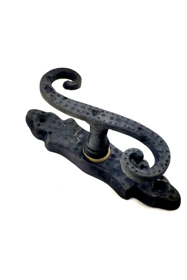 Antika Tarz Dekoratif Pirinç Kıvrık Pencere Kolu - 130x33 mm, Oksit