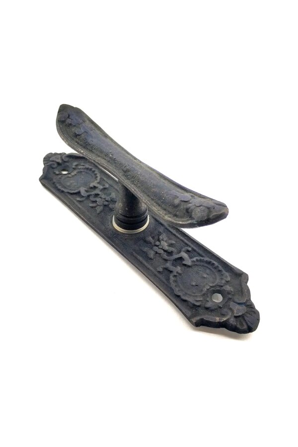 Antika Tarz Dekoratif Pirinç Çiçekli Pencere Kolu - 165x38 mm, Oksit
