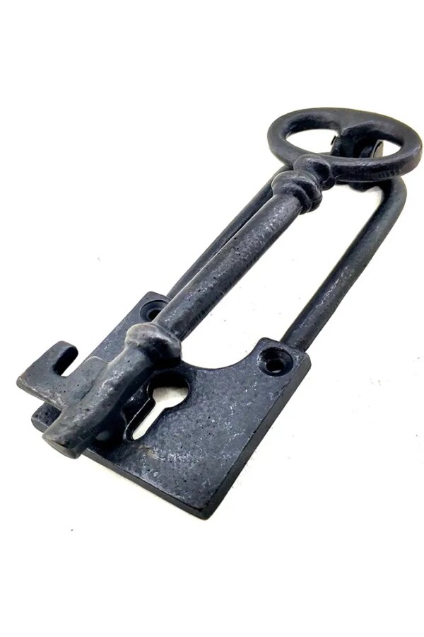 Antika Tarz Dekoratif Pirinç  Kapı Tokmağı, Taktak - 170x60mm, Oksit