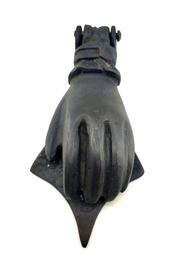 Antika Tarz Dekoratif Pirinç El Kapı Tokmağı, Taktak - 167x75 mm, Oksit