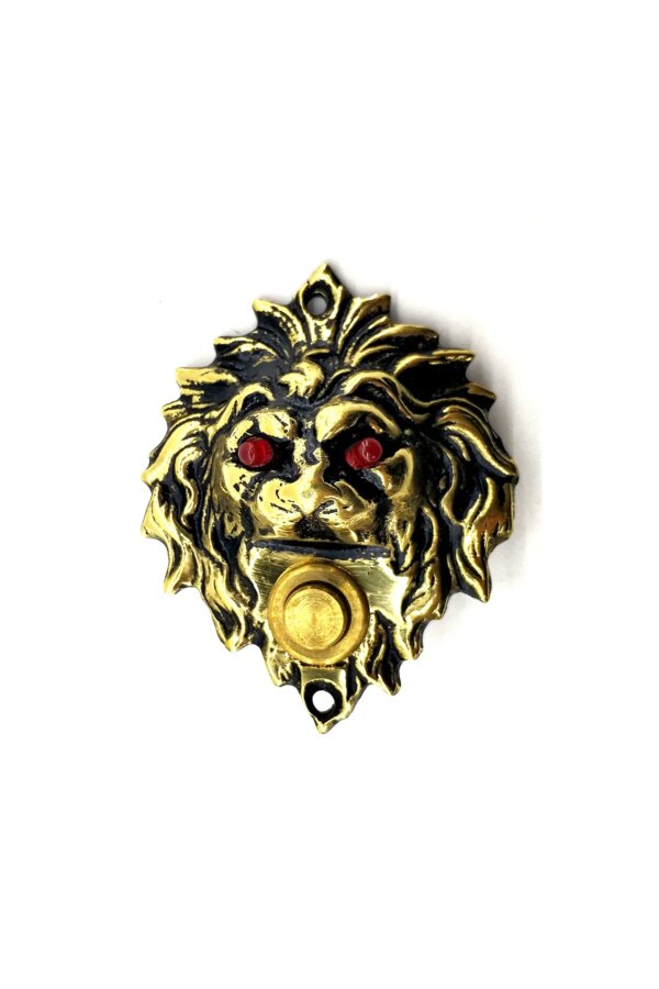 Antika Tarz Dekoratif Pirinç Aslan Kapı Zili - 100x78 mm, Antik, Led Işıklı