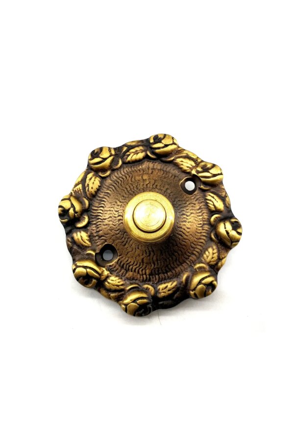 Antika Tarz Dekoratif Pirinç lü Kapı Zili - 75mm, Antik