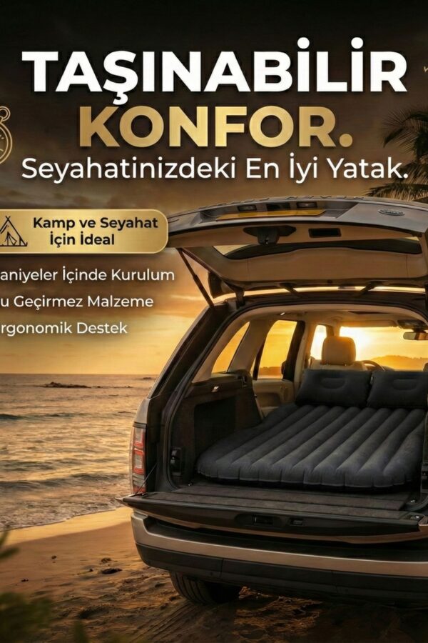 Araç İçi Şişme Yatak  Ve Kamp Yatağı Çanta Elektrikli Pompa Tamir Kiti Ve Yastıklı Yatak Seti