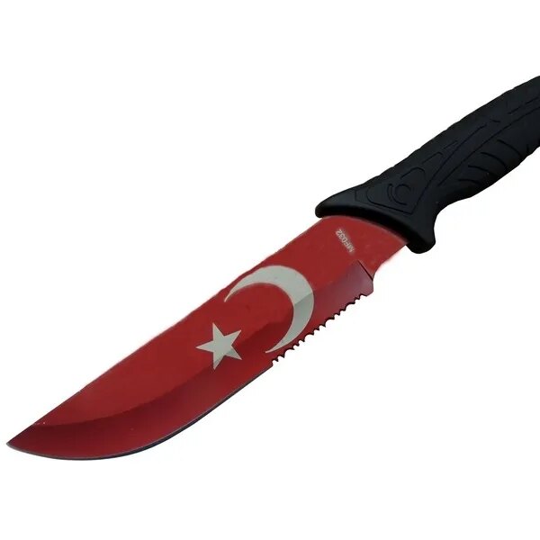 Ayyıldız MF032 RD Kırmızı  Bıçağı 31cm - Testere Detaylı Bıçak, Kılıflı, Plastik Sap
