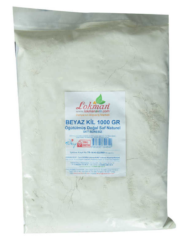 Beyaz Kil Öğütülmüş Doğal Saf Naturel 1000 Gr Paket