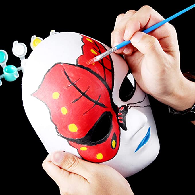Beyaz Renk Boyanabilir Anonim Tam Yüz Cosplay Maske 24x18 cm - Görsel 3
