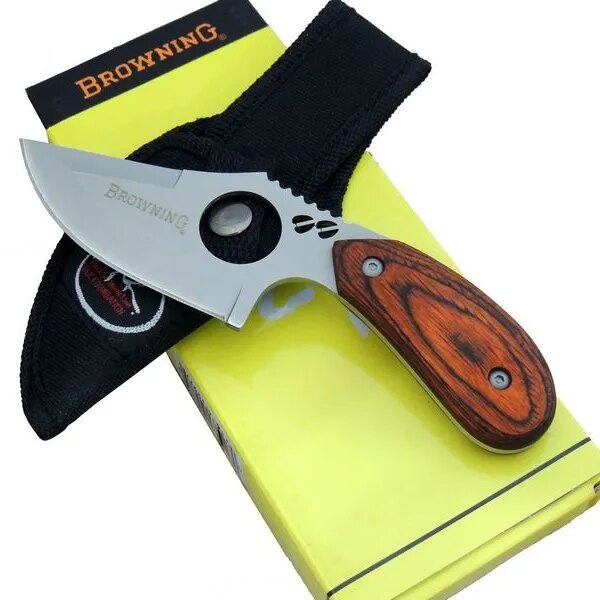 Browning 087 Yüzme Kamp Bıçak 16 cm - Ahşap Sap, Özel Kılıflı