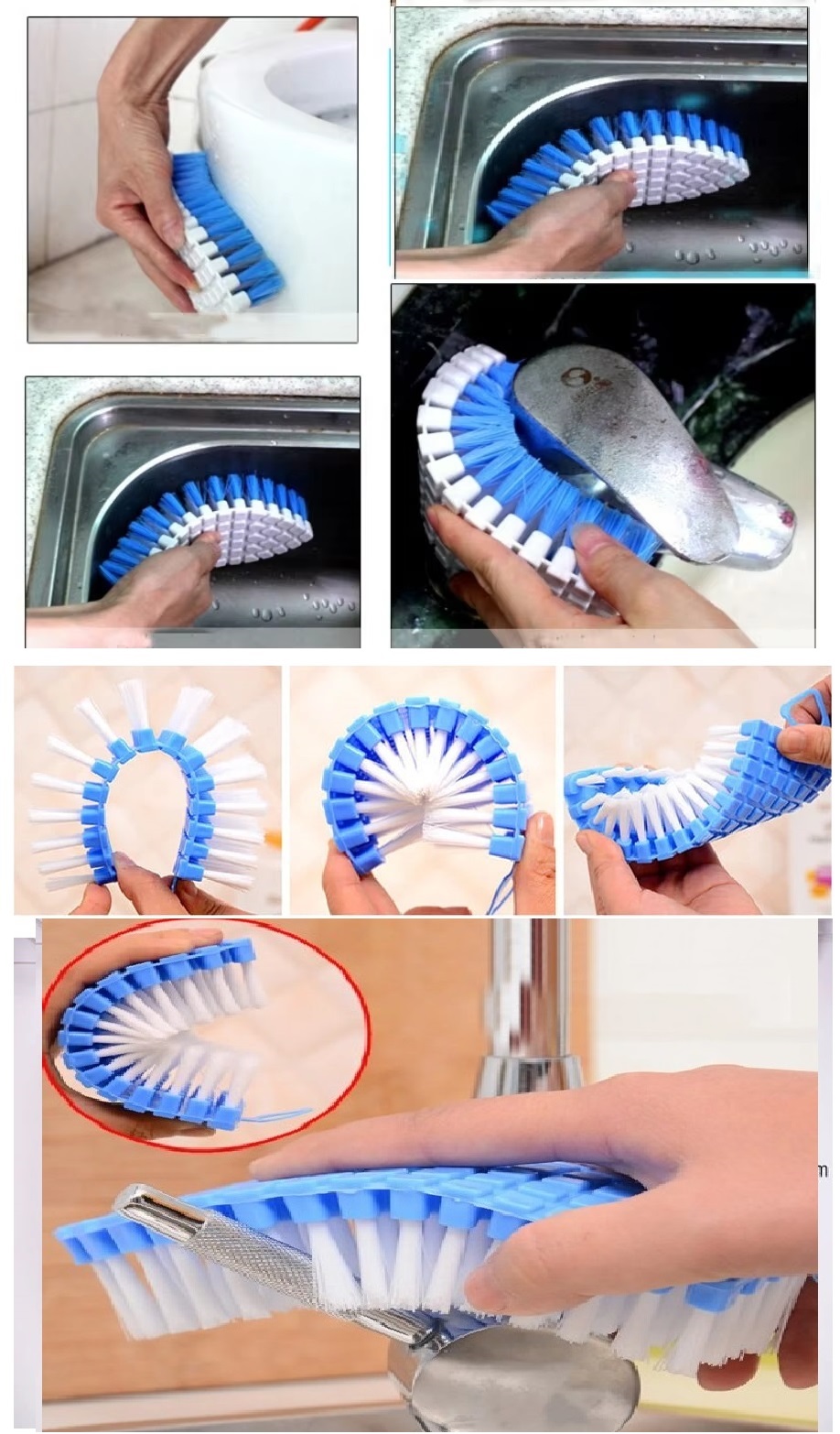 Bükülebilir Esnek Kenar Köşe Labo Temizleme Fırçası Banyo Fırçası