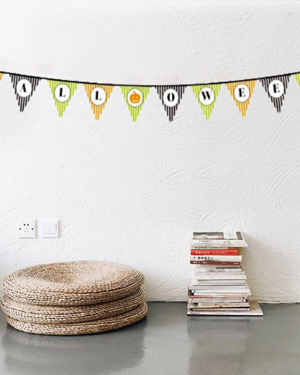 Cadılar Bayramı Kabak Temalı Halloween Yazılı Banner Süs Flama 3 Metre