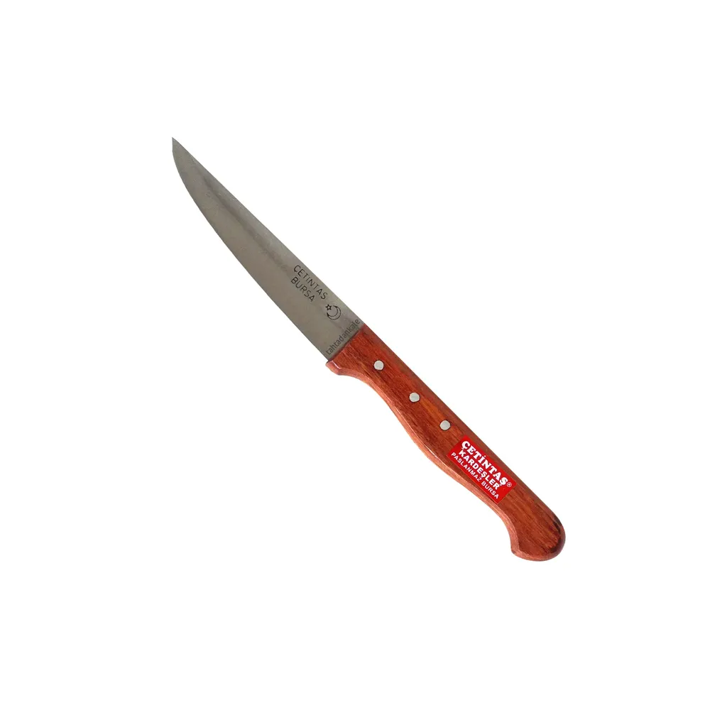 Çetintaş Paslanmaz Bursa Sebze Bıçağı 12 cm, Ahşap Sap