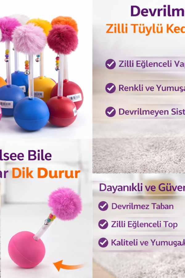 Dev Hacıyatmaz Devrilmeyen Kedi Oyuncağı XXL 33 CM lü Zilli Oyuncak 1 Adet
