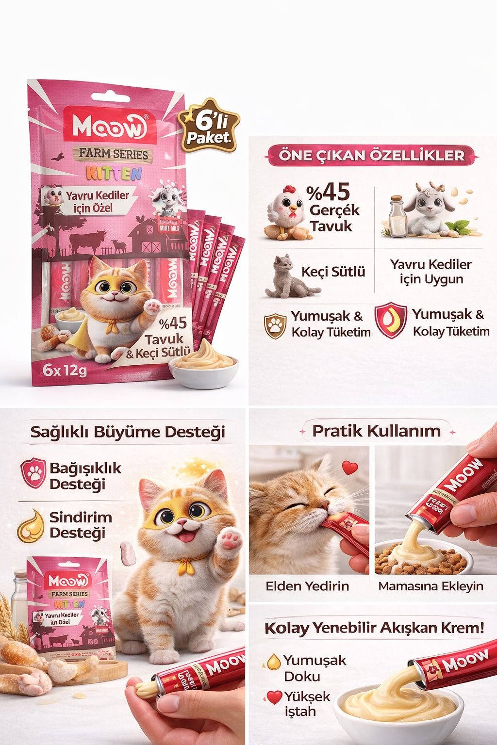 Tuklu ve Keçi Sütlü Yru Kedi a Ödül sı 6 x 12 gr - Görsel 2
