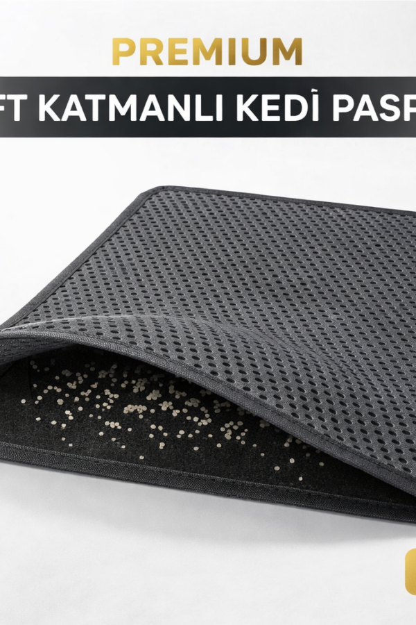 Kedi Elekli Tuvalet Önü Kum Tutucu Paspas  45 cm - 60 cm Gri