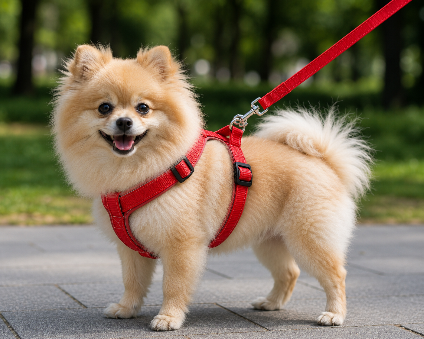 Gezdirme Kayışlı Dokuma Köpek Göğüs Tasma Seti 32*47-110 cm Kırmızı - Görsel 3