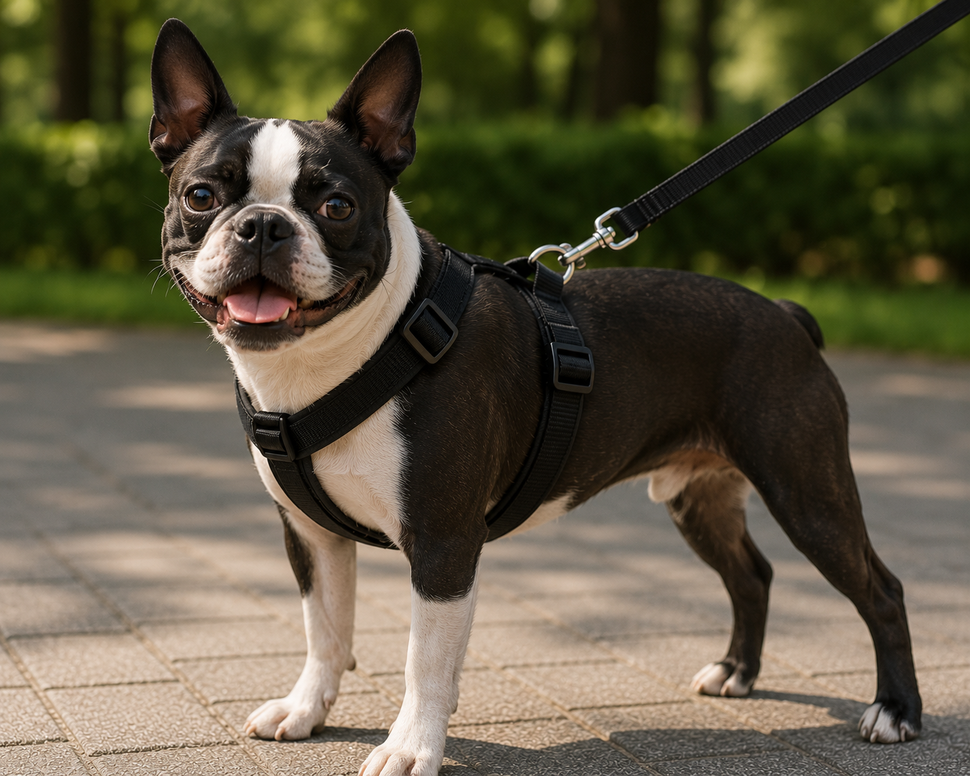 Gezdirme Kayışlı Dokuma Köpek Göğüs Tasma Seti 32*47-110 cm Siyah - Görsel 4
