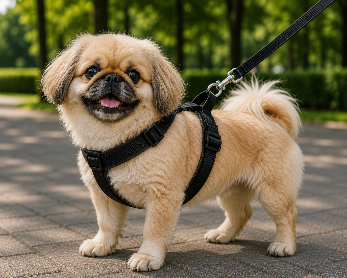 Gezdirme Kayışlı Dokuma Köpek Göğüs Tasma Seti 32*47-110 cm Siyah - Görsel 3