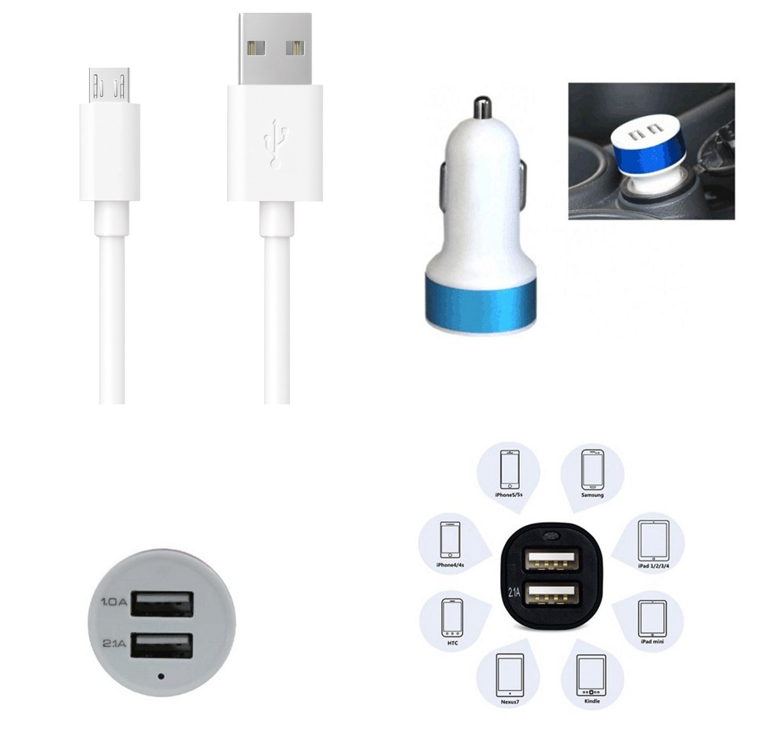 Çift USB Girişli 3.1 Çıkışlı Seyahat Seti roid / Micro Usb