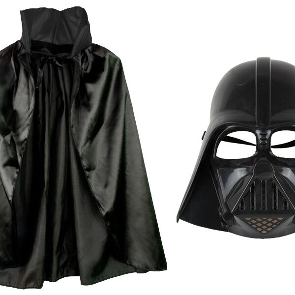Çuk Boy Yıldız Saşları Star Wars Darth Vader si ve 90 cm Pelerin Seti Siyah