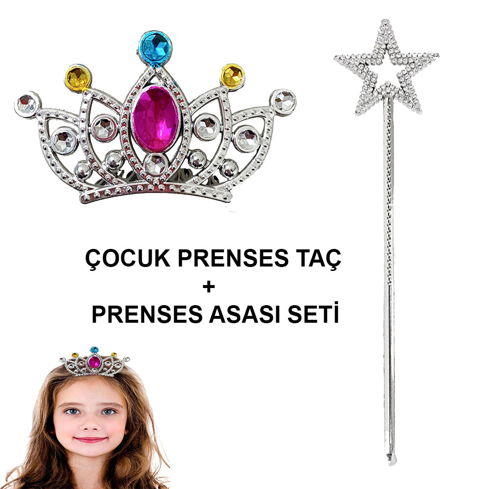 Çuklar İçin Taraklı Prenses Tacı ve Prenses Yıldız Asa Seti