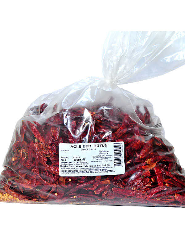 Çok Acı Biber Zehir Acı Bütün Biber 1000 Gr Paket