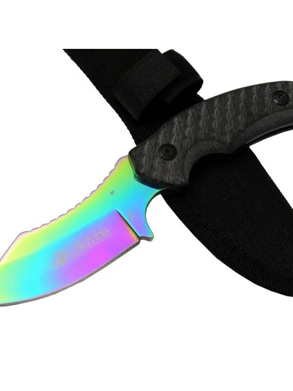 156A Renkli Gökkuşağı Kamp Çakı Bıçağı 19 cm - Kılıflı