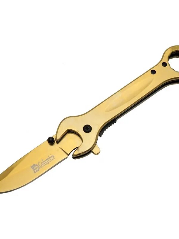 8000C  Görünümlü Gold Kamp Çakı 19 cm - Otomatik, Metal Sap