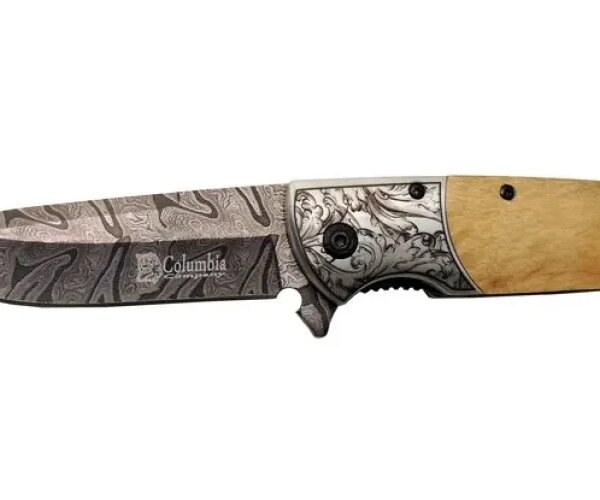 A2150C  Kamp Çakısı 21cm- Manuel, Ahşap İşlemeli Sap,Kemerlikli