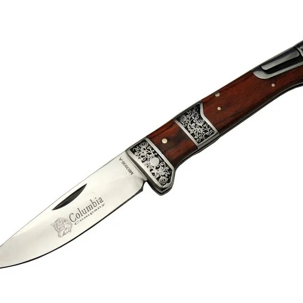 MB3936A rengi  / Kamp Çakısı 20cm- Manuel, İşlemeli, Kemerlikli, Ahşap Sap