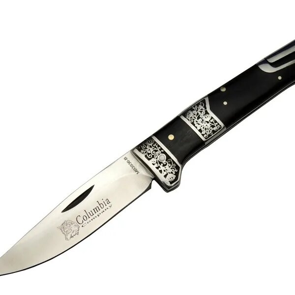 MB3936B Siyah  / Kamp Çakısı 20cm- Manuel, İşlemeli, Kemerlikli, Ahşap Sap