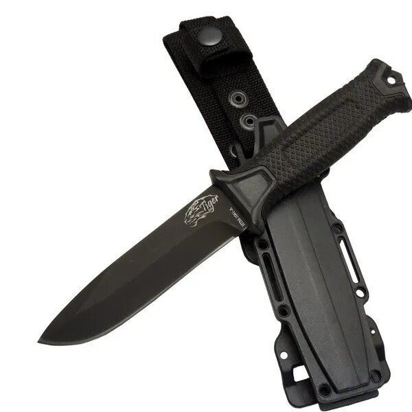 Tiger Tactical HTM 1041 A Siyah Outdoor /  Bıçak 27cm - Kauçuk Sap, Kılıflı, Kutulu