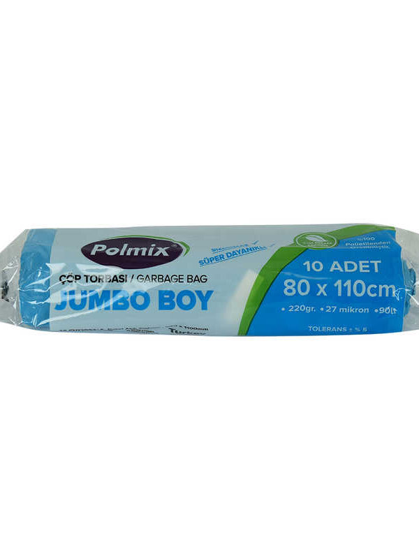 Torbası Jumbo Boy 80x110Cm 220Gr 27Mikron 90Lt Mi Rulo 10 Adet