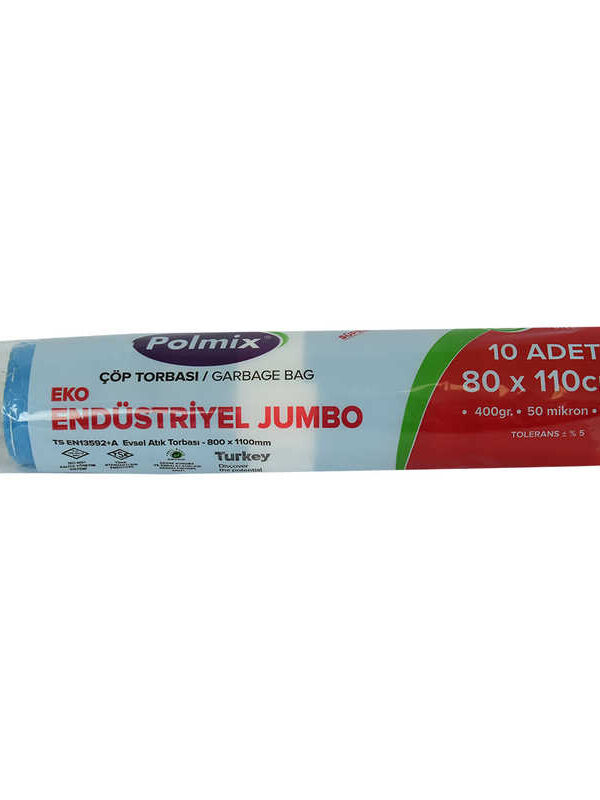 Torbası Jumbo Boy 80x110Cm 400Gr 50Mikron 90Lt Mi Rulo 10 Adet