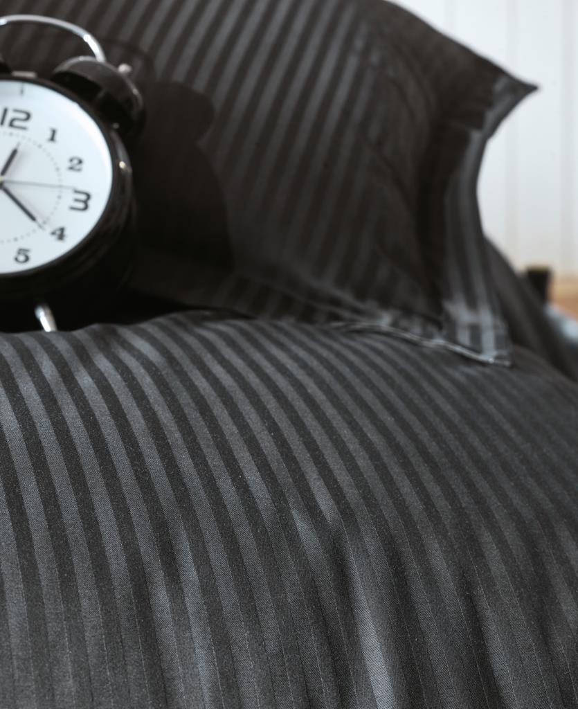 Çift Kişilik Saten Nev Takımı Elegante Stripe Siyah - Görsel 2