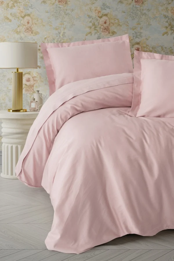 Elegant Pudra Çift Kişilik Saten Nev Takımı