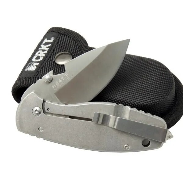 Crkt 3329 BK Heat Kamp Çakı 18cm - Metal Sap, Kılıflı, Açacaklı, Perçinli
