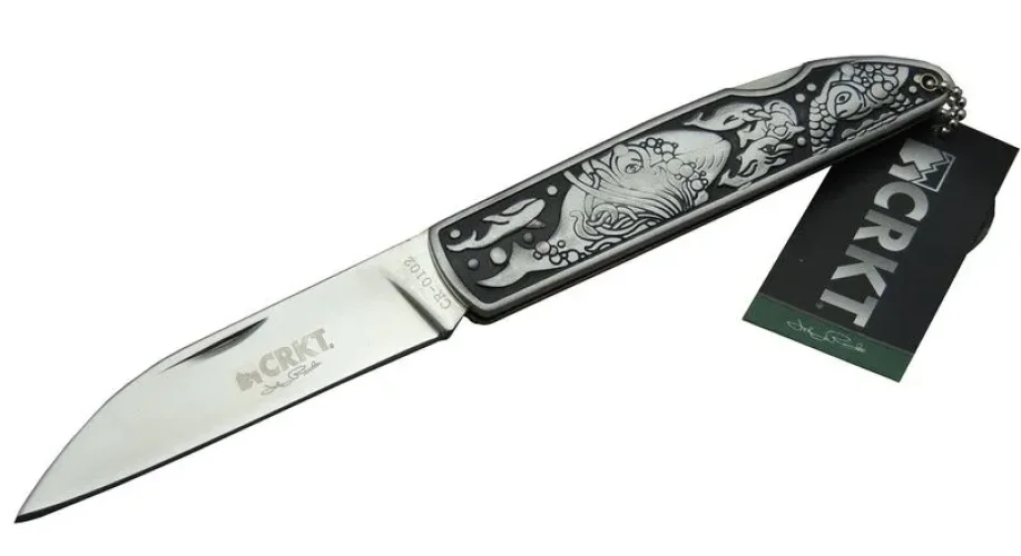 CRKT CR 0102 Kamp Çakı 20 cm - Desenli Metal Sap, Kılıflı, Kutulu