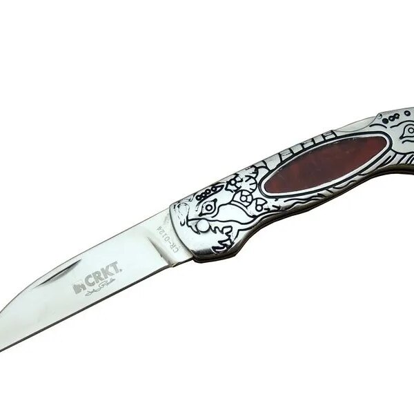 CRKT CR 0124 RD Kamp Çakı 20 cm - Metal Desenli Sap, Kılıflı, Kutulu